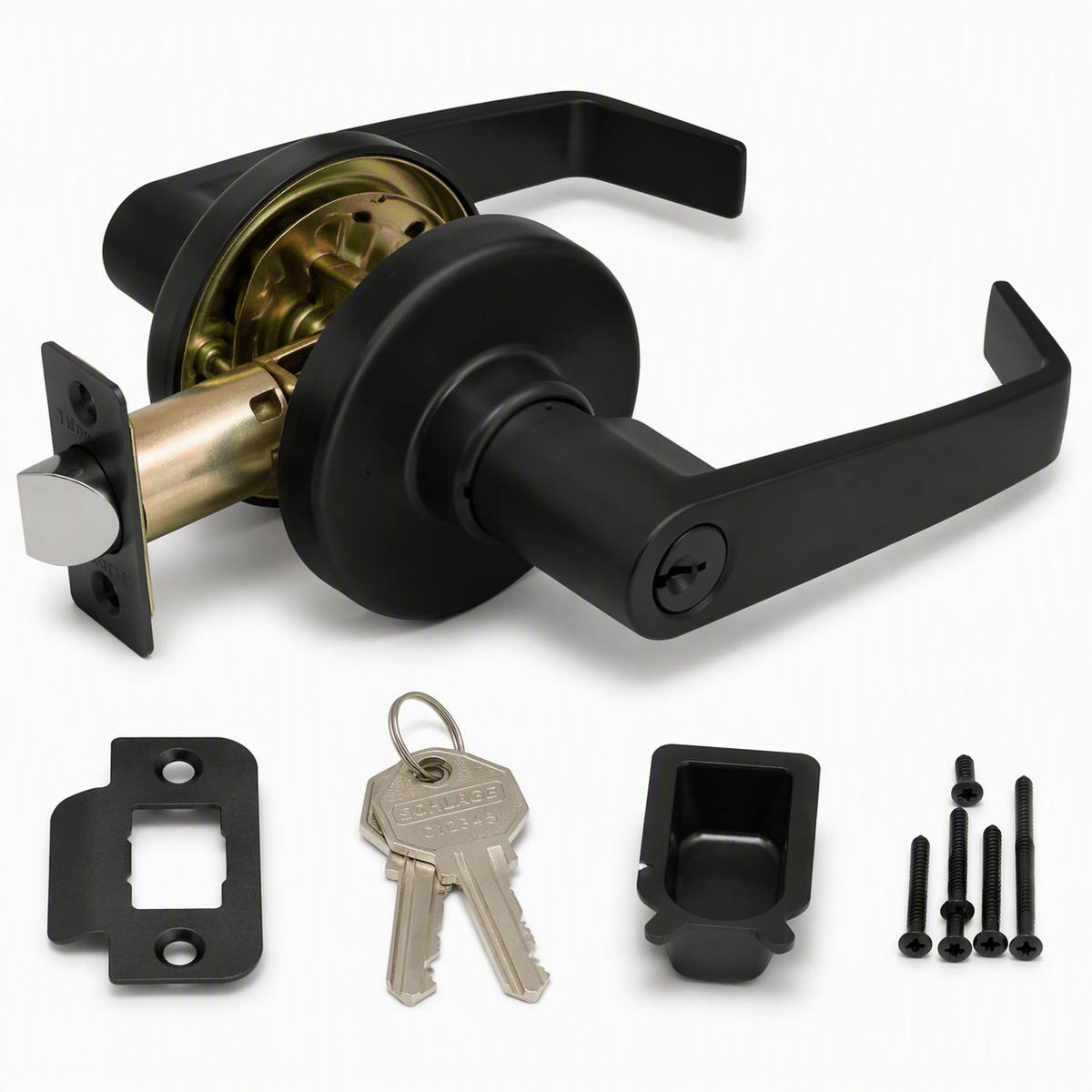 2580 Lockset Storeroom - Withnell Lever Schlage 6-Pin C-Keyway KD ASA - Black
