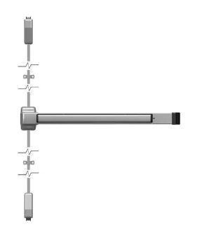 2227EO283 3'Surface Vertical Rod Exit Device; Lacquer Sprayed Aluminum Finish