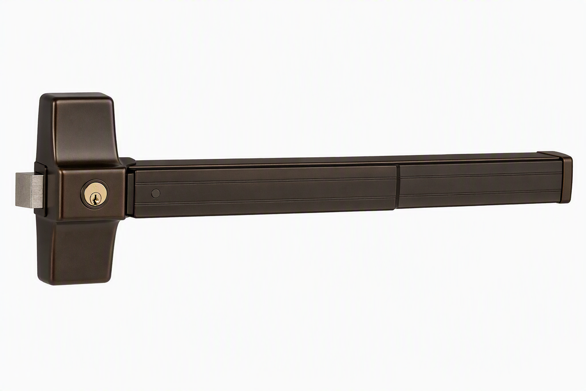 CDCXA99EO 3' Rim Grooved Case Exit Device; Dark Bronze; Cylinder Dogging